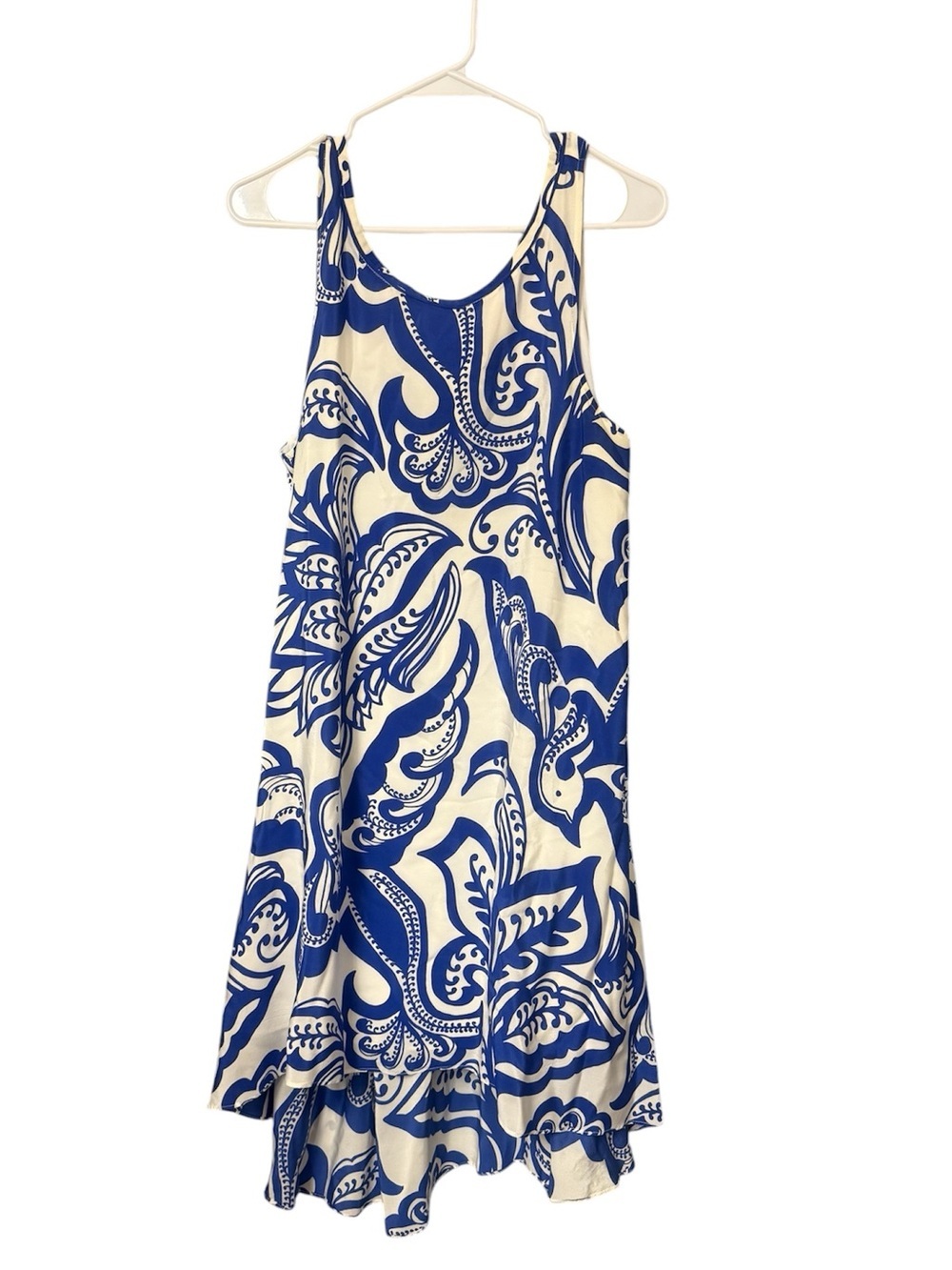 Leifsdottir Anthropologie RARE Blue White Akela silk mini dress Size 12